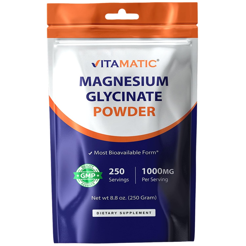 Magnez witamatyczny (z Glicynatu i tlenku) - wspomaga mięśnie, stawy i zdrowie serca 250 Grams