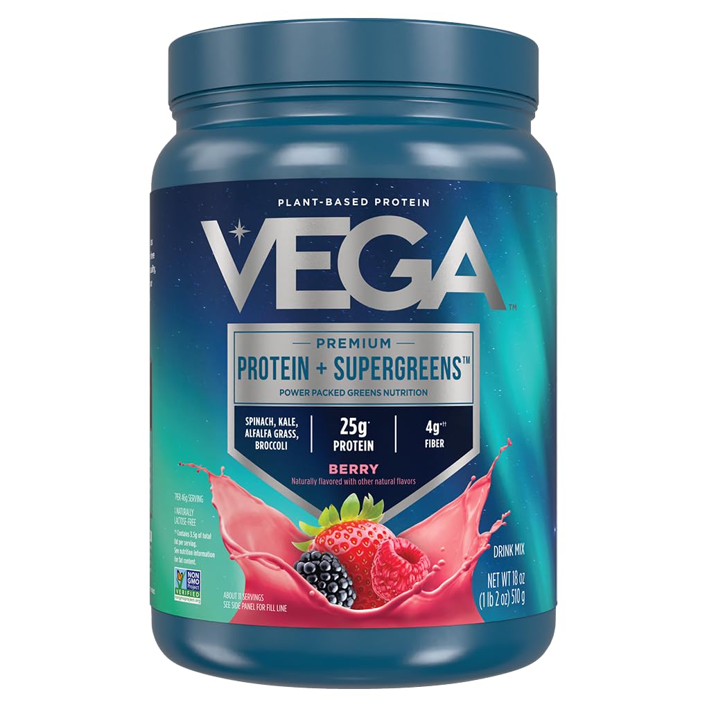 Białko Vega i zielona białko proszek mieszany Berry (11 Servings) 25g Białko roślin Plus warzywa, Wegan, Non-GMO, Białko grochu dla kobiet i mężczyzn, 1,2lbs