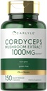 Carlyle Cordyceps Mushroom Kapsułki 1000mg 124; 150 Hrabia 124; CS- 4 Strain Mushroom Extract 124; Non- GMO i Gluten Free