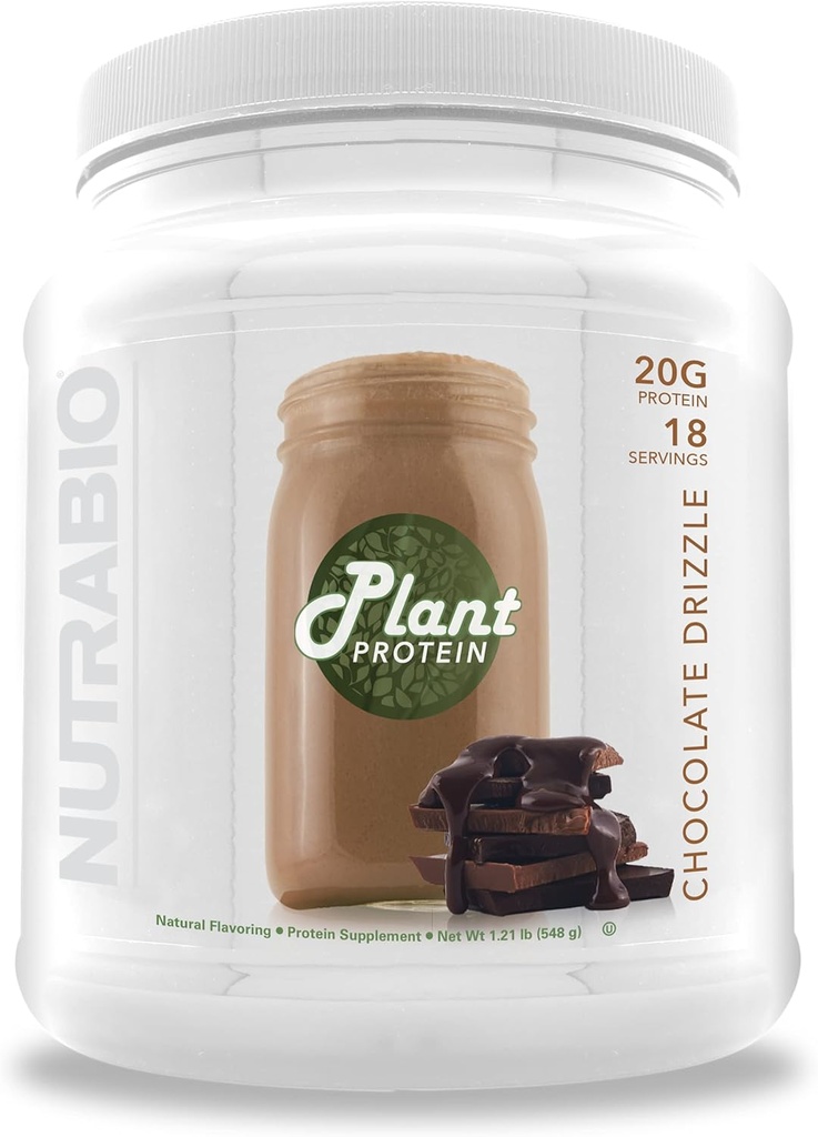 Białko roślinne NutraBio Powder - Wegański proszek białkowy - 20G białka na Scoop -Organiczny, Laktoza wolna i mleczny Free- Czekoladowy Mżawka 18 Słupki