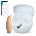 RIC Single Hearing Aid for Seniors, CUSTOM FIT Digital Over- The- Counter Recharable Tinnitus Masking Premium Solution dla dorosłych, prawie niewidoczne Bluetooth Call Enabled, Auto- On, 1pc Lewa strona