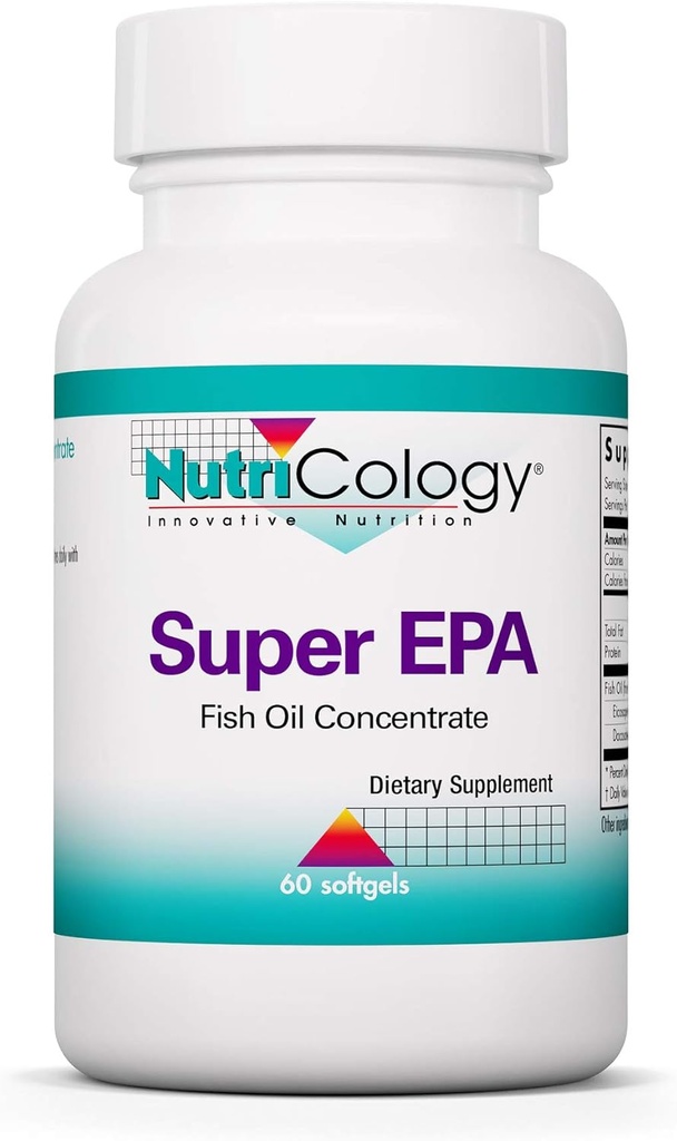 Nutricology Super EPA - Suplement Omega 3, Koncentrat oleju rybnego, EPA, DHA, Omega 3 Kwasy tłuszczowe, Sustainable Sourced Anchovies, Softgels - 60 Count