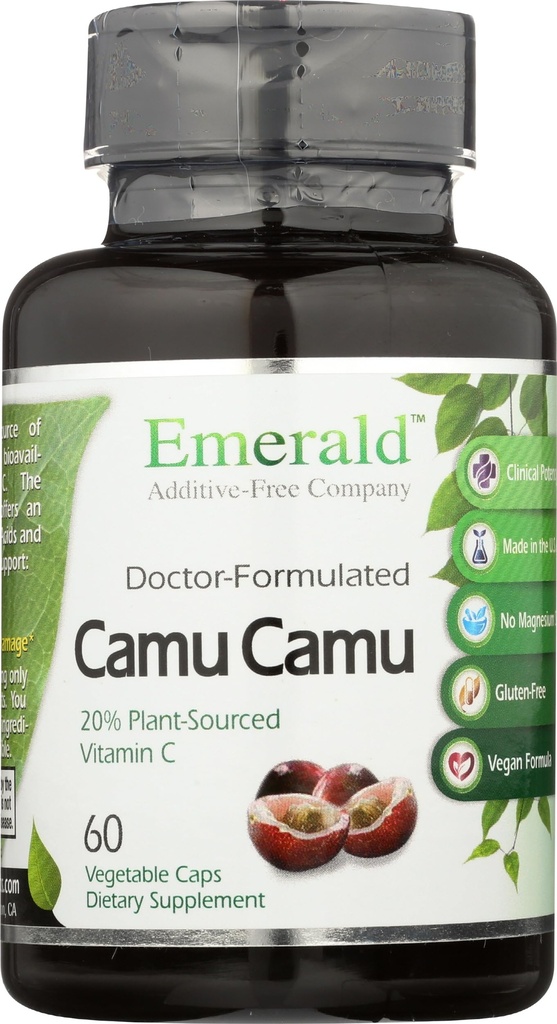 Emerald Labs Camu Camu - Plant- Sourced Witamina C, Bioflavonoids, Amino Acids & B Vitamin - Gluten- Free, Vegan - 60 Kapsułki warzyw (30- Day Supply)
