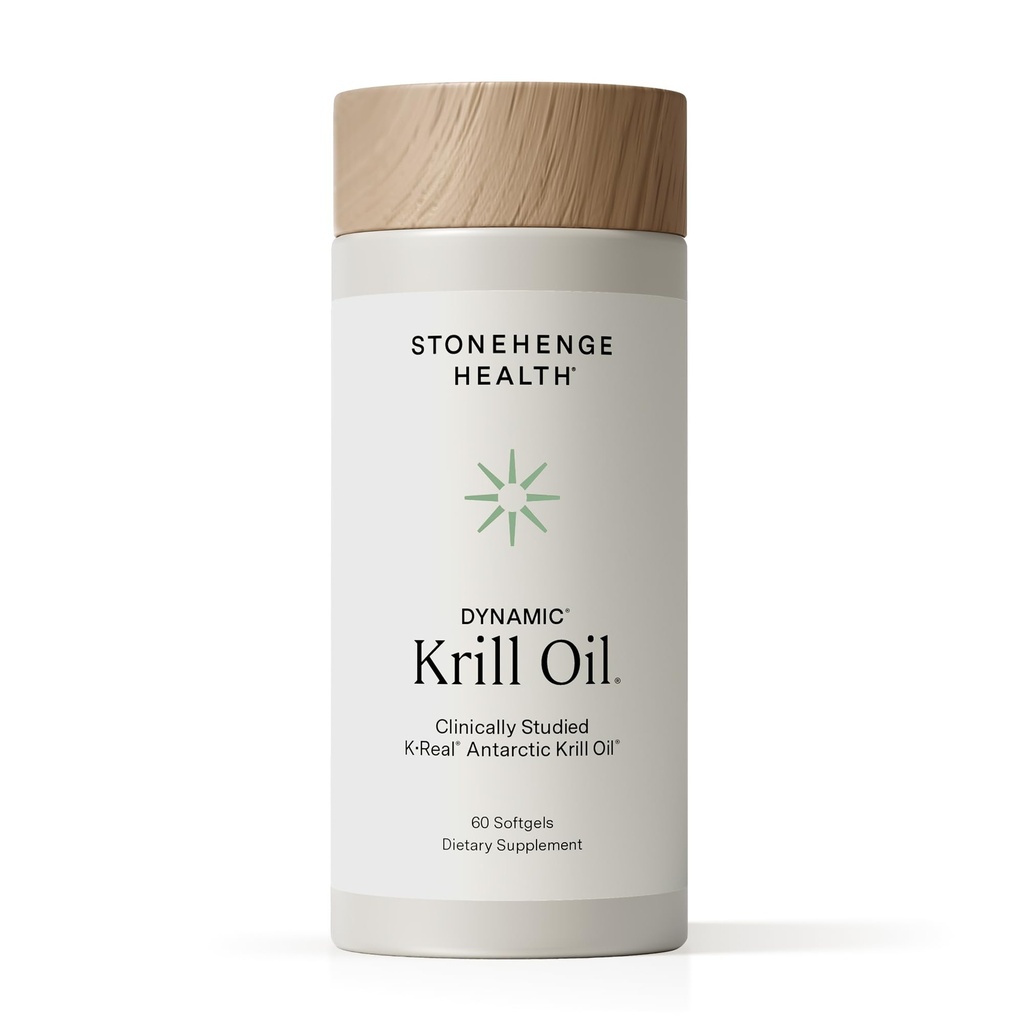 Stonehenge Health Dynamic Krill Oil 1600mg - Triple Force Antarktyka Omega-3 Suplement z EPA, DHA, Fosfolipidy i 2 mg Astaksantyny - Wspomaga Serce, Mózg, Skóra, Joint & Eye Health - 60 Softgels
