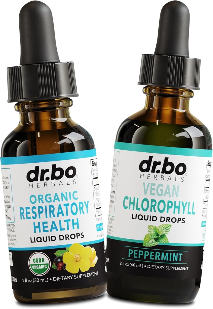 Lung Detox oddechowy Dropy i Chlorofil Płyn - Organiczne suplementy oddechowe Herbal Lung Cleanse Mullein do płuc Bronchial Support - Chlorophyll Drops Odór Cleanse Dezodorant wewnętrzny