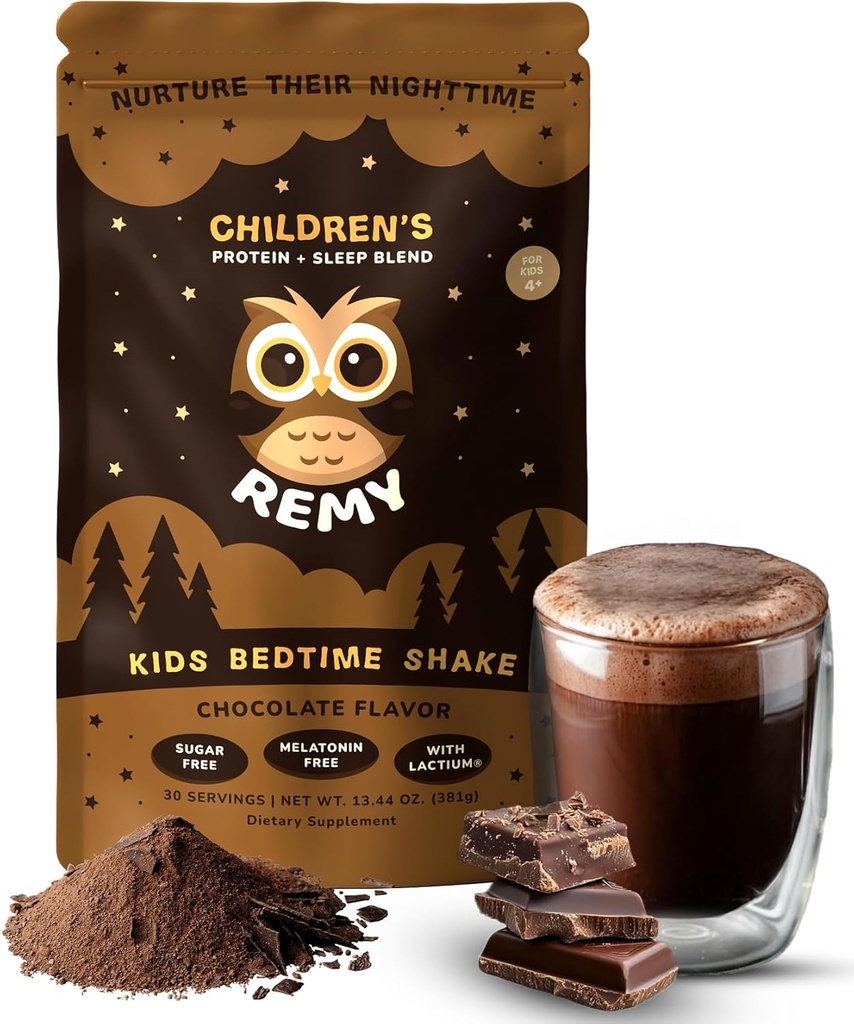 Szczęśliwa Sowa Remy Protein Seep Aid Supplements for Kids, Melatonin-Free Formula, Lactium, L Theanine, Witamina D, B6, Wapń i ekstrakty ziołowe Sleep Aid for Kids, Balanced Nutritional Drink, Nie GMO