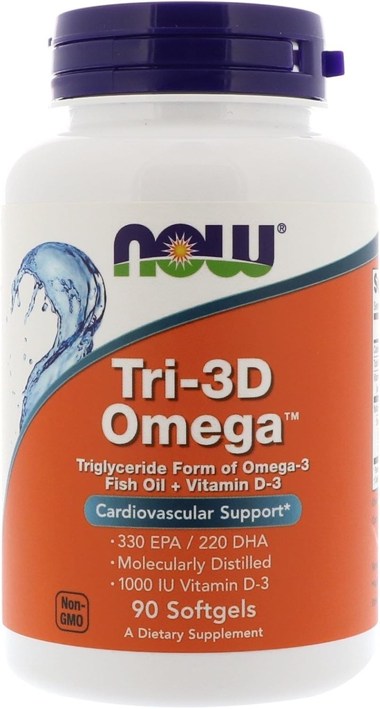 Teraz żywność Teraz żywność, (3 Pack) Tri- 3D Omega, 330 EPA / 220 DHA, 90 Softgels