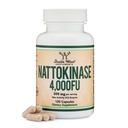 Nattokinaza Suplement 4000 FU Służenie, 120 Kapsułki (Pochodzi z japońskiego Natto) Enzymy systemowe do układu sercowo-naczyniowego i Circulative Wsparcie przez podwójne drewno