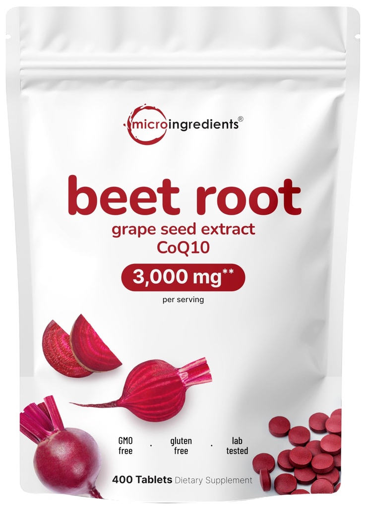 Buraki 3,000mg z ekstraktem z nasion winorośli & CoQ10, 400 tabletek 124; 200 Sług 124; Super Beets Supplements from Fresh Beetroot Extract for Nitric Tlenku, Ciśnienie krwi i Heart Health Support
