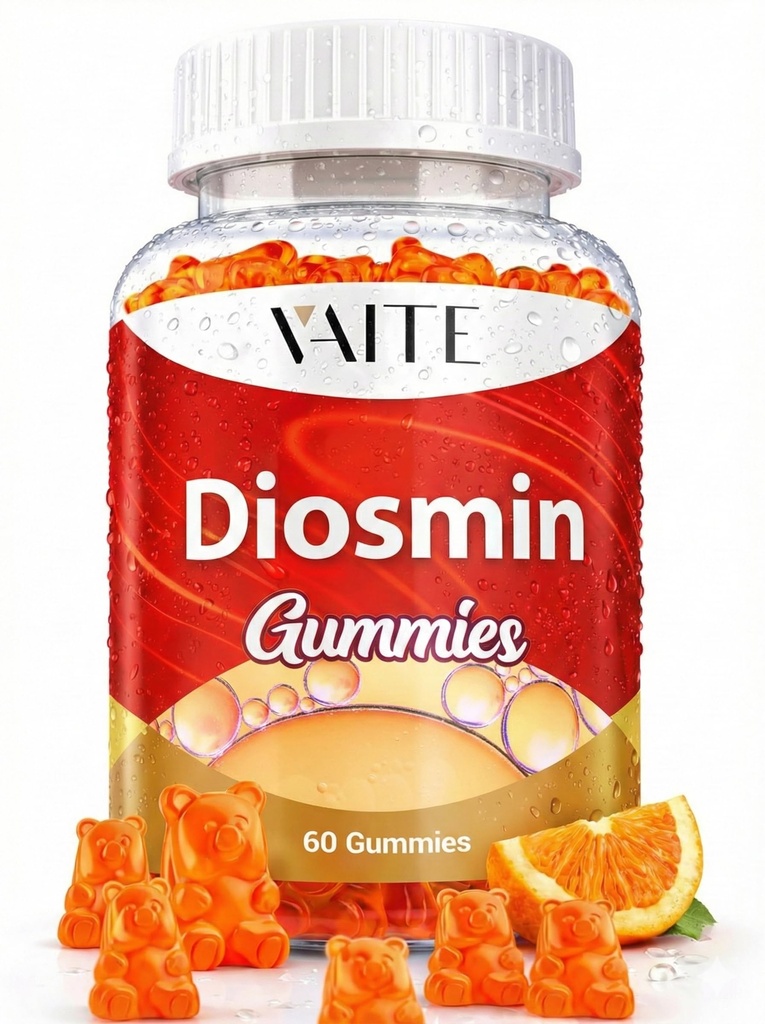 VAITE Diosmin 1000mg - Vein Supplements for Varicose Veins - Leg Health Supplement Formula Venous Optimizer, Citrus Bioflavonoids, Pomaga w cyrkulacji dla Nogi, Żaby Gummy, 60 Wegan Gummies