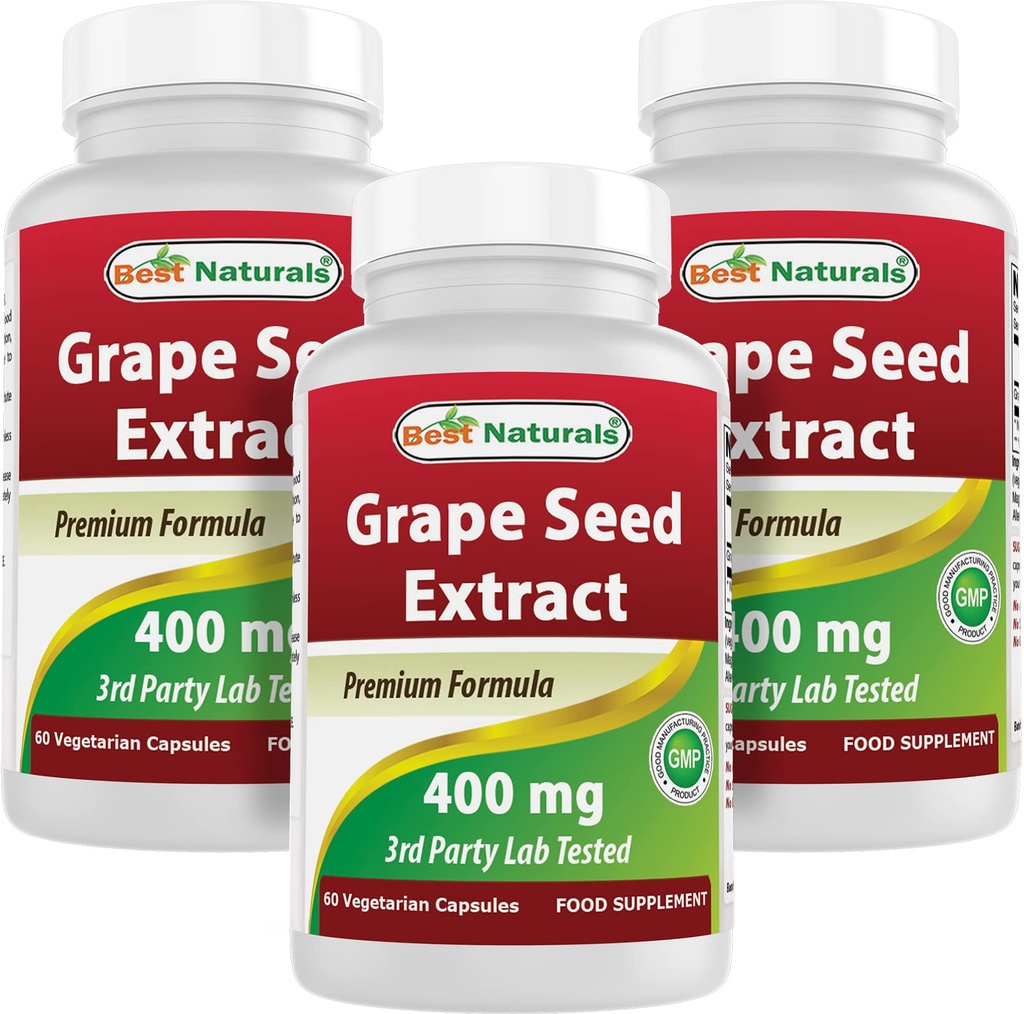 Najlepszy ekstrakt z nasion winorośli 400 mg 60 Vcaps (60 liczenie (opakowanie po 3))