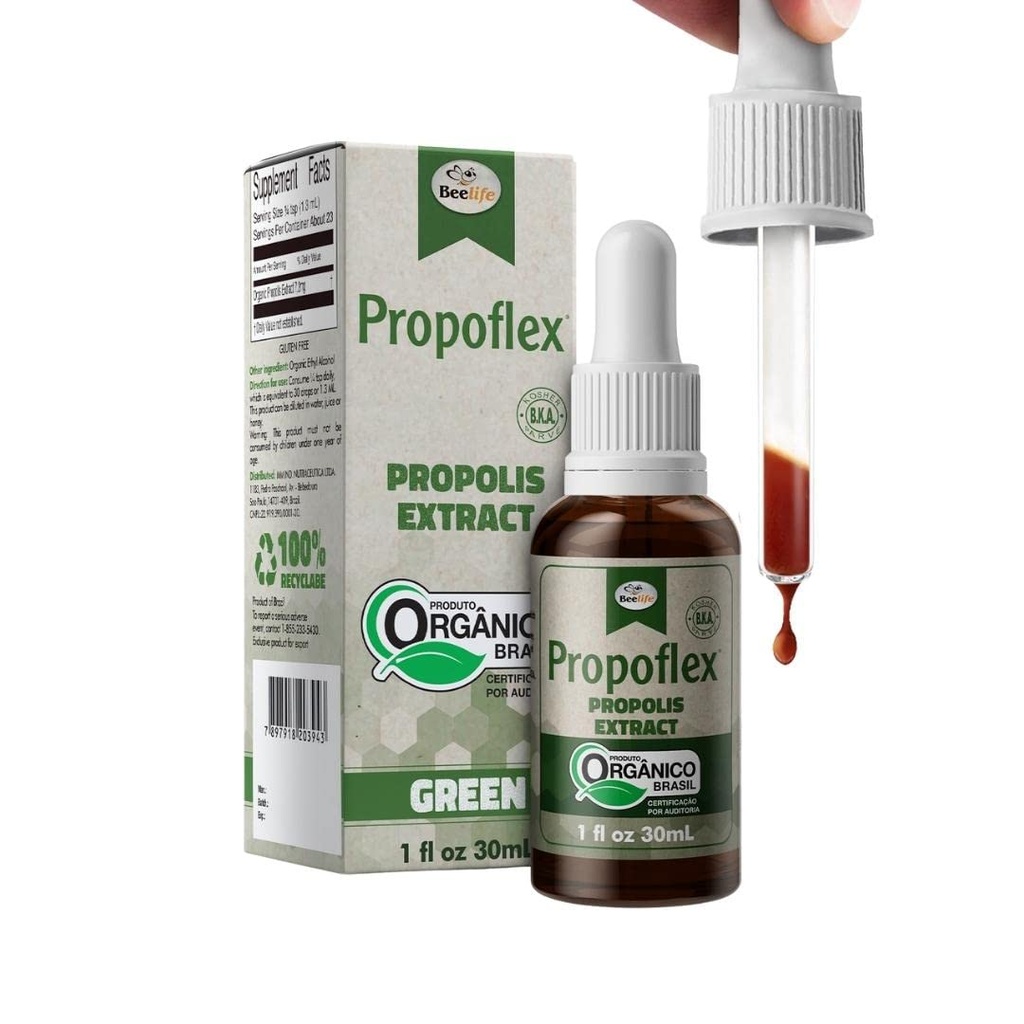 Beelife Propoflex Organic Green Propolis Extract - Wysokie poziomy Arterabrinin- C, Antyoksydant- Bogaty suplement do ogólnego Wellness - Naturalny i Koszerski suplement diety - Made In Brazil, 1 Fl. Oz.
