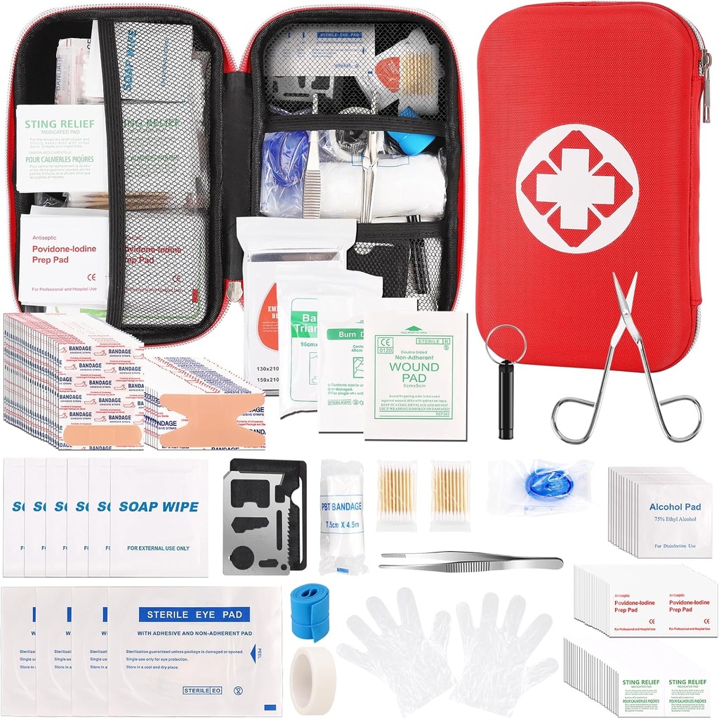 Mini Travel First Aid Kit, Emergency Kit with 201PCS First Aid Supplies and Waterproof Compact Bag, Survival Medical Kit for Home Car Office Camping Turystyka