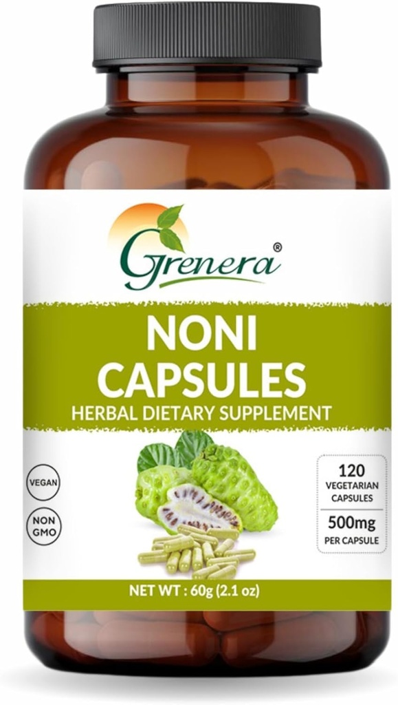 Grenera Noni Fruit kapsułki 120 Hrabia 124; Non- GMO, Gluten wolny 124; Czapki wegetariańskie, Nie Dodano Fillery lub Spoiwa