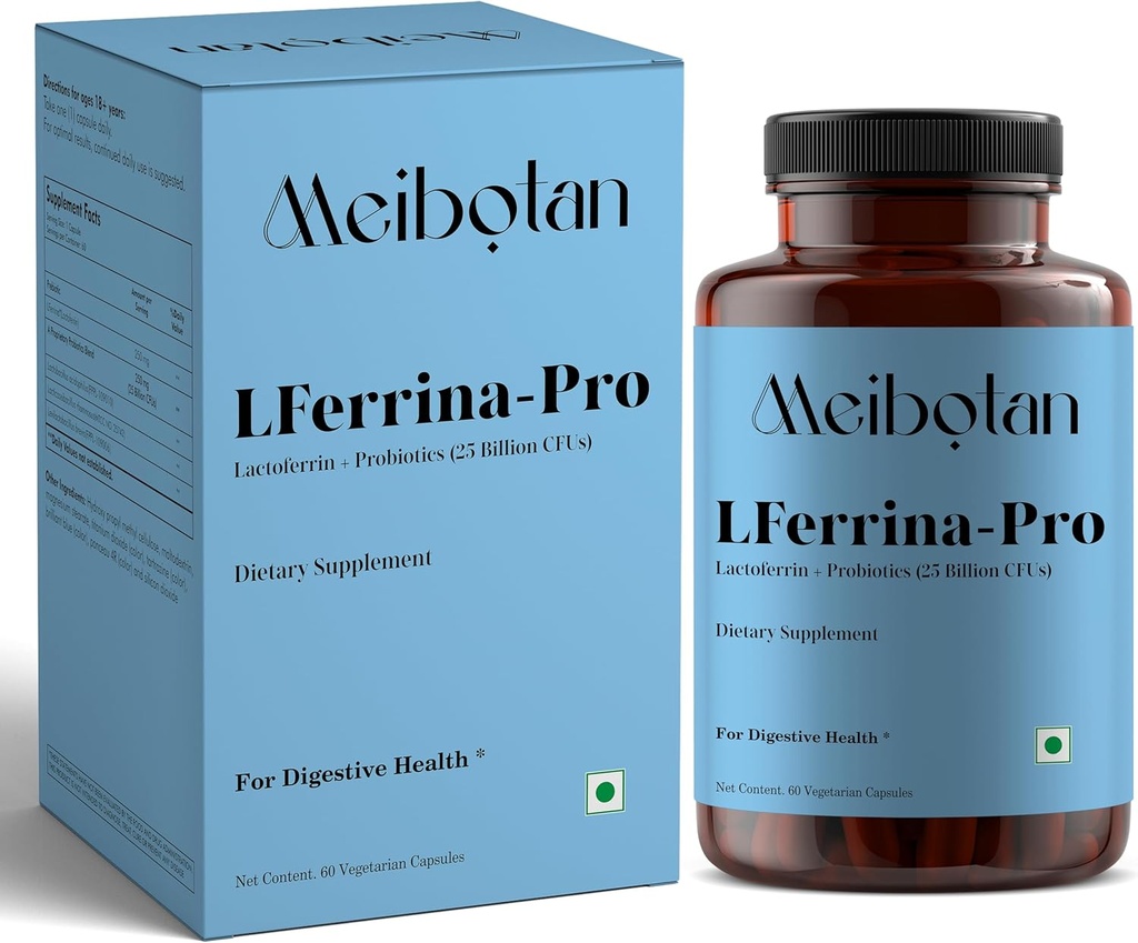 Suplement laktoferryny z probiotykami dla mężczyzn i kobiet - Stymuluje układ immunologiczny, reguluje metabolizm żelaza, trawienie, Wspomaganie odporności - 60 Kapsułek Veg