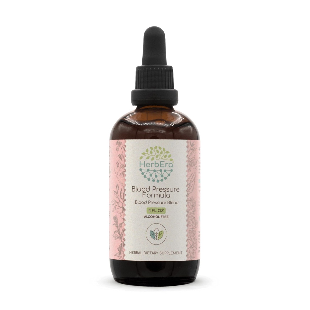 HerbEra Blood Pressure Formula B120 Bezalkoholowy ekstrakt Tincture: Hawthorn Leaf, Motherwort Herb, Cayenne Pepper, Hibiscus Flower, Spirulina. Mieszanka ciśnienia krwi 4 Fl Oz