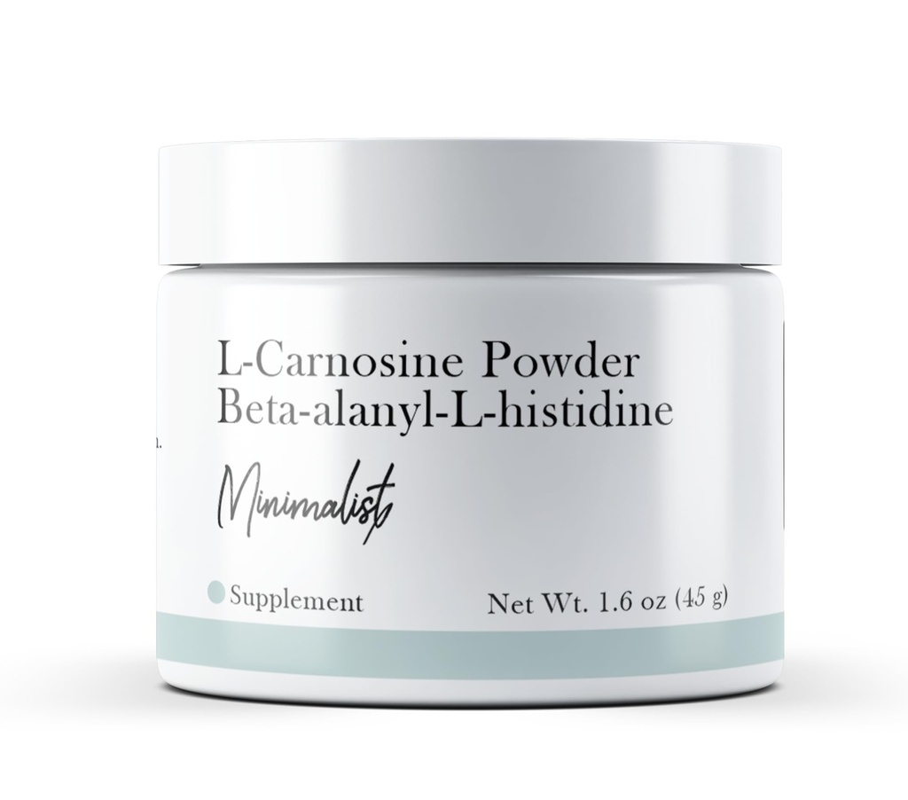 Minimalistyczny proszek L- Carnosine (1.6 oz) Brak dodatków lub wypełniaczy, Suplement diety, Beta- alanilo- L- histydyna