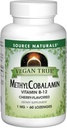 Źródło Naturals Vegan Methyl Cobalamine, Witamina B- 12 Cherry Flavored Dietetic Supplement, 1 Mg - 60 Lozenges