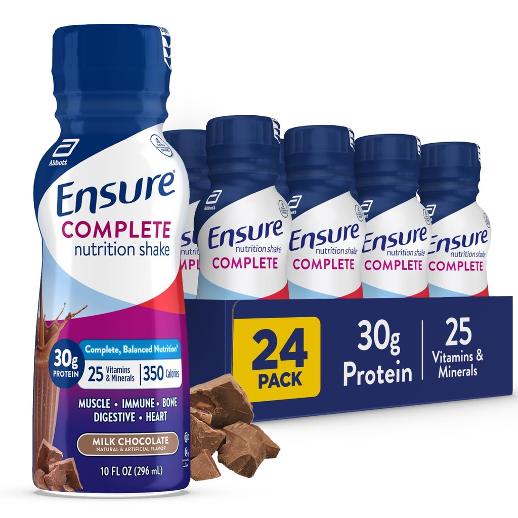 Zapewnić COMPLETE Mleko Czekoladowe Żywienie Shake, Kompletny, Zbalansowany posiłek Wymiana, Gotowy do picia, 30g białka, 25 Witaminy i minerały, 10 fl oz - 24 Pack