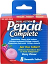 Pepcid Complete Acid Reducer + Antacid for Acid Refluke, 10 mg Famotydyna, 800mg Karbonian wapnia i 165mg Hydroksyd magnezu na tabletkę z lekiem Heartburn, Antacid Chews, Berry, 8 µg