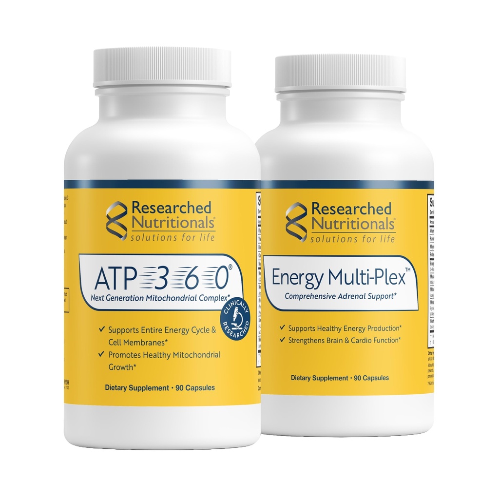 Badania odżywcze męskich i kobiecych witamin dla wsparcia energetycznego - Zoptymalizowana energia Duo - Wsparcie nadnerczy & Mitochondrialne suplementy do promowania optymalnej energii komórkowej - ATP 360 & Energia Multi- Plex
