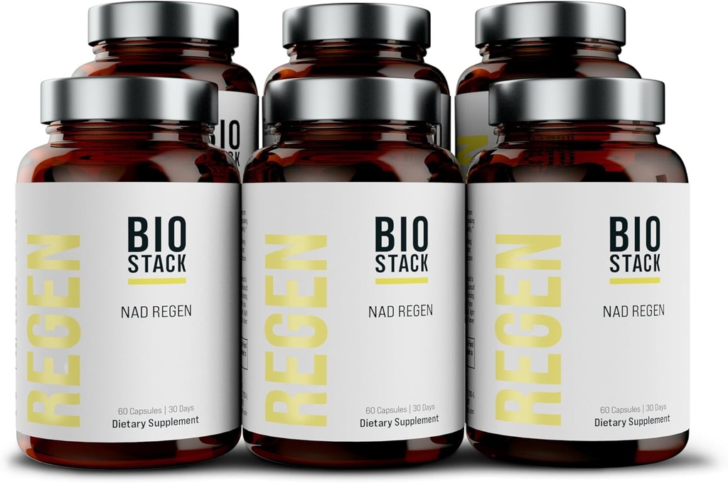 BIOSTACK NAD Regen - Advanced NAD + Suplement z NAD3, Yüth Spermidine, Resveratrol, Niacinamid Acid 124; NMNH Alternative Acidential 124; Anti Aging, Longevity & Cellular Health, Witamina B3 Complex (360 kapsułki)