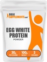 BulkSupplements.com Proszek z białkiem białkowym jaj - Biały proszek z jaj, Bezmleczne białko laktozy - Nieflawowane i Dairy Free, 30 g na jedną porcję, 100 g (3,5 oz) (opakowanie po 1)