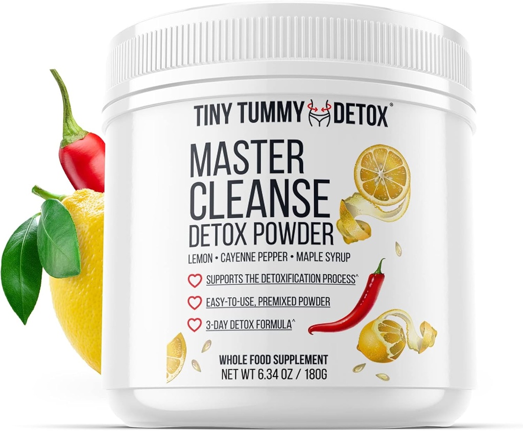 Tiny Tummy Master Cleanse Lemonade Dieta - 3-dniowy sok Cleanse Plant- Based Detox proszku suplement z cytryną, Syrop klonowy i Cayenne Diet, 6.34oz Pojemnik