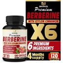 BMVINVOL 6in1 Berberine Supplement with Ceylon Cynamon, Tumeric Root, Otyłek mleczny, Karczoch, Pieprz czarny -120 Kapsułki dla 4 miesięcy dostaw