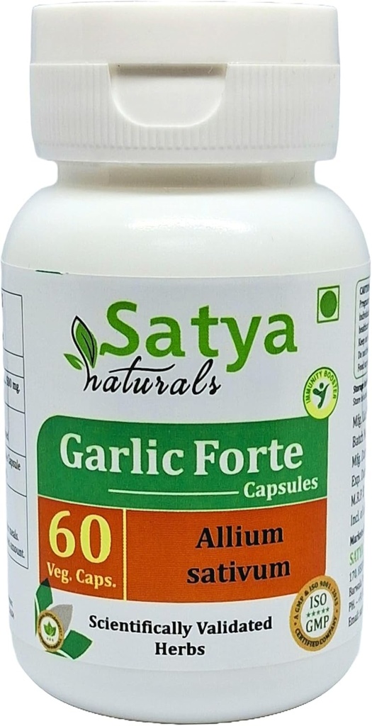Kapsułki czosnkowe Forte 500 mg. 60 Veg. Kapsułki 124; Lahsan (Allium Sativum) Wyciąg Kapsułki dla mężczyzn i kobiet 124; Ayurvedic Herbal Supplement / Remedies 124; 10: 1 Forte (1 Butelka 60 Kapsułek)