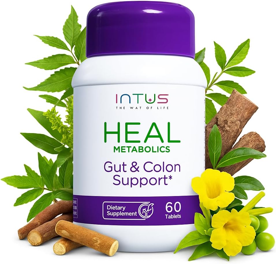 Intus Heal Colon Cleanse and Gut Health Supplement for Women - Ayurvedic Detox Cleanse for Digestive Health - Gut Detox Cleanse & Body Detox for Women - 60 Tablets