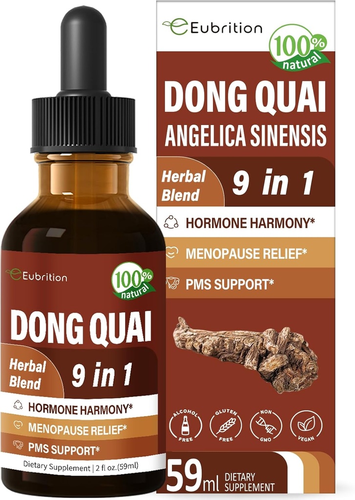 Herbal Tincture, Extract with Dong Quai, for Hormon Harmony, Menopauza Relief & PMS Wsparcie. 6 oz- (Apple Flavor)