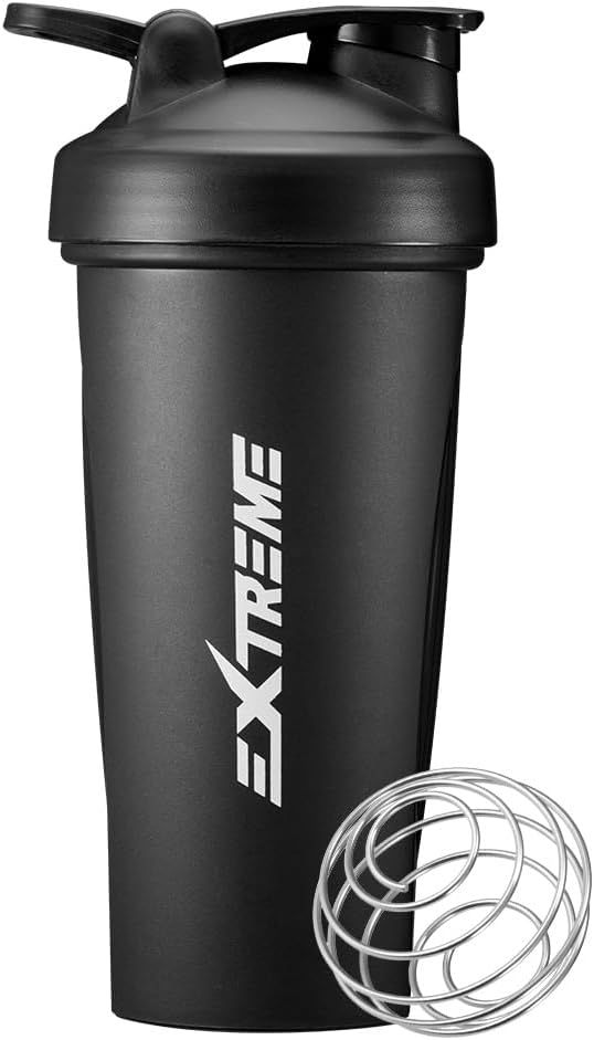 EXTREME Classic Shaker Butelka z whiskey z drutu, Perfect for Protein Shakes and Pre Workout, Leak Proof Shaker Cups, BPA Free, zmywarka SAFE, 24 unce, czarny
