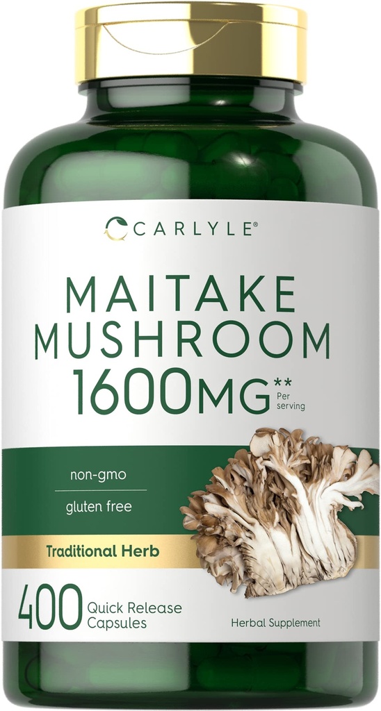 Carlyle Maitake Mushroom Kapsułki 124; 1600mg 124; 400 Hrabia 124; Non- GMO & Gluten wolny ekstrakt 124; Suplement do grzybów