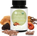 Herbal Treasure 4 in 1 Mushroom Complex Supplement, Adaptogens with Lion 's Mane, Reishi, Chaga and Cordyceps Mushroom Blend, Organic Mushroom Supplement Extract 90 Caps