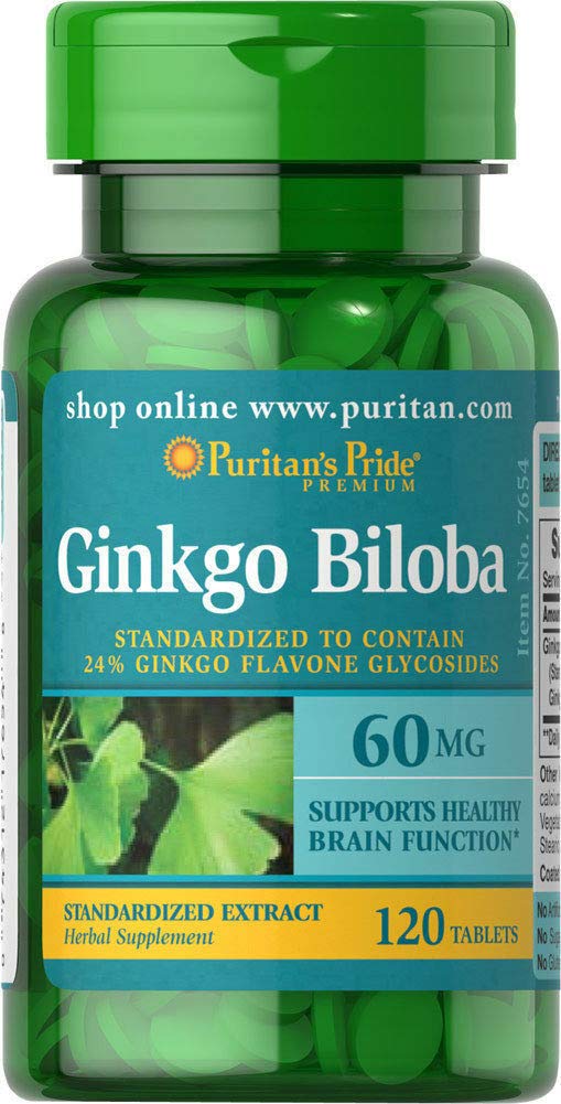 Purytans Pride Ginkgo Biloba Standaryzowany ekstrakt 60 mg tabletki, 120 Liczba