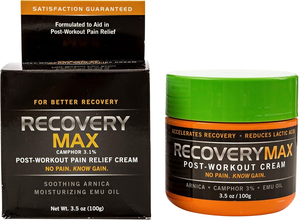 RecoveryMax - Post Workout Cream - Do użytku w programie treningowym Fitness do szybkiego odzyskiwania mięśni - Redukcja bolesności mięśni - Powrót do ćwiczeń Quicker -Recovery Supplement - 3.5 oz