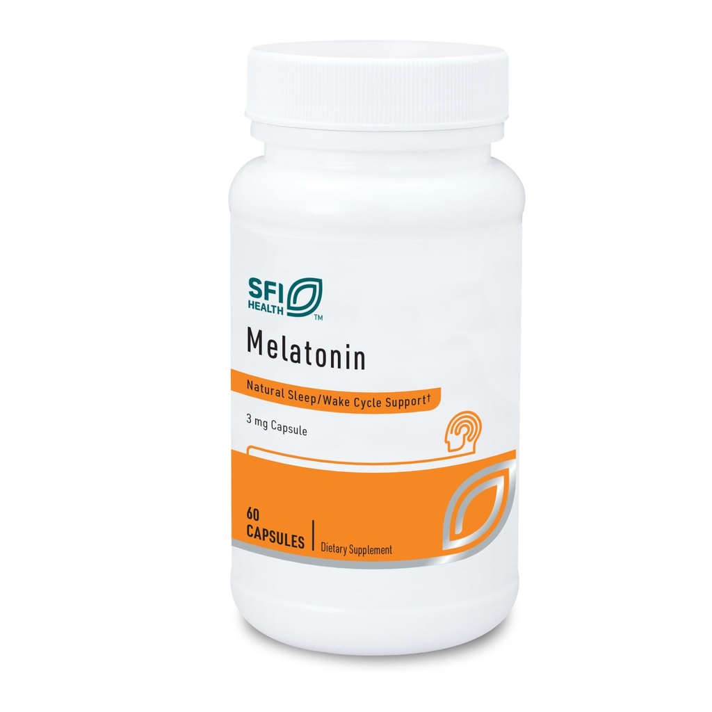 Klaire Labs SFI Health Melatonin 3 Miligramy - Wsparcie snu dla mężczyzn i kobiet (60 Kapsułki wegetariańskie)