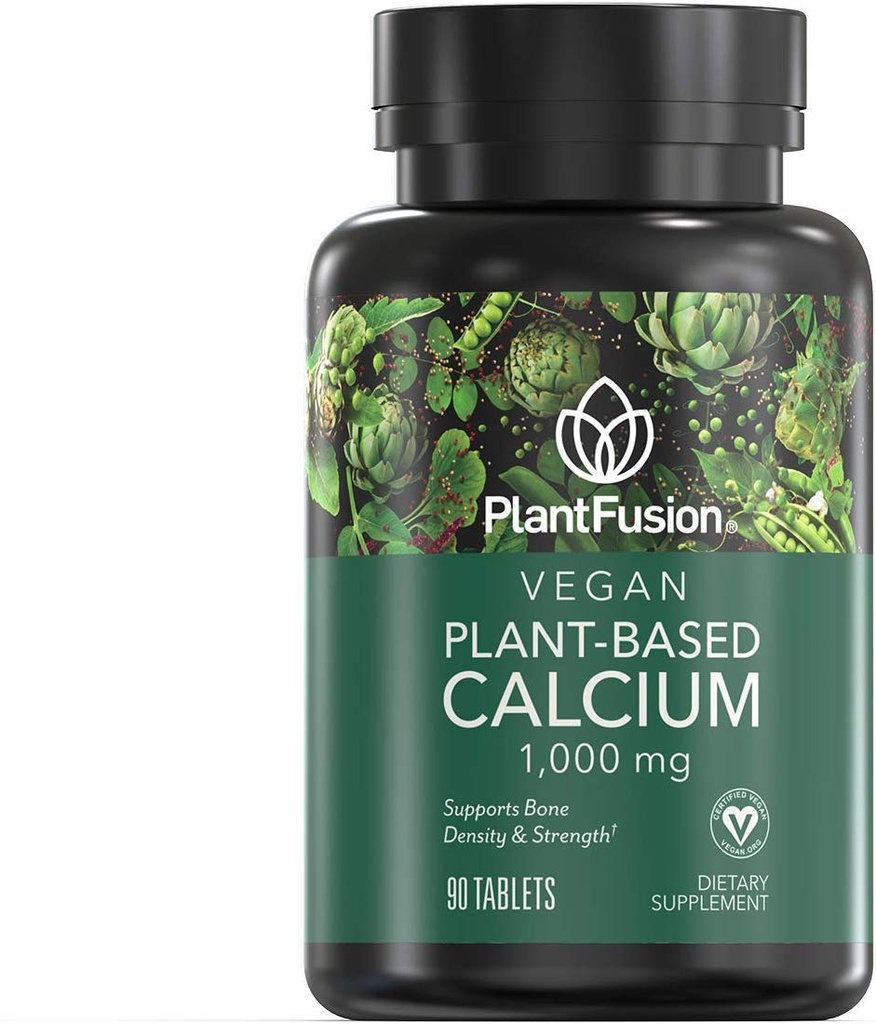 PlantFusion Wegan Calcium, Premium Plant Based Calcium (1000mg) Sourced from Islandzki Red Algae, Plus Magnez, D3, K2 i Boron, 90 Vegan Tablets