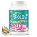 Orgain Organic Vegan Protein Powder, ziarno owocowe - 21g roślin na bazie białka, 8g włókno prebiotyczne, niskonetto węglowodory, brak składników laktozy, nie dodawany cukier, nie-GMO, dla shakes & Smoothies, 2.03 lb