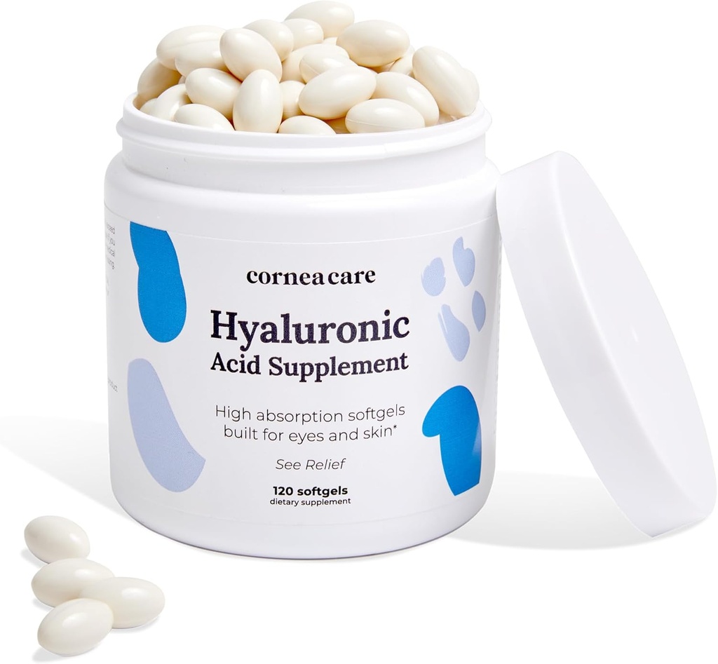 CorneaCare Wysoka absorpcja Kwas hialuronowy 124; Suplementy kwasu hialuronowego 124; Tabletki nawadniające 124; Suplementy przeciwstawne 124; Witaminy eye 124; Suplementy do oczu 124; 120 Softgels