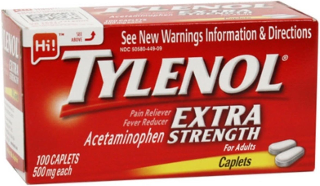 Tylenol Acetaminofen o dodatkowej mocy, 500 mg Kapulety, 100
