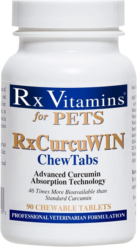 Rx Witaminy CurcuWIN Curcumin dla zwierząt domowych - Wsparcie immunologiczne dla kotów - Wsparcie dla psów - 90