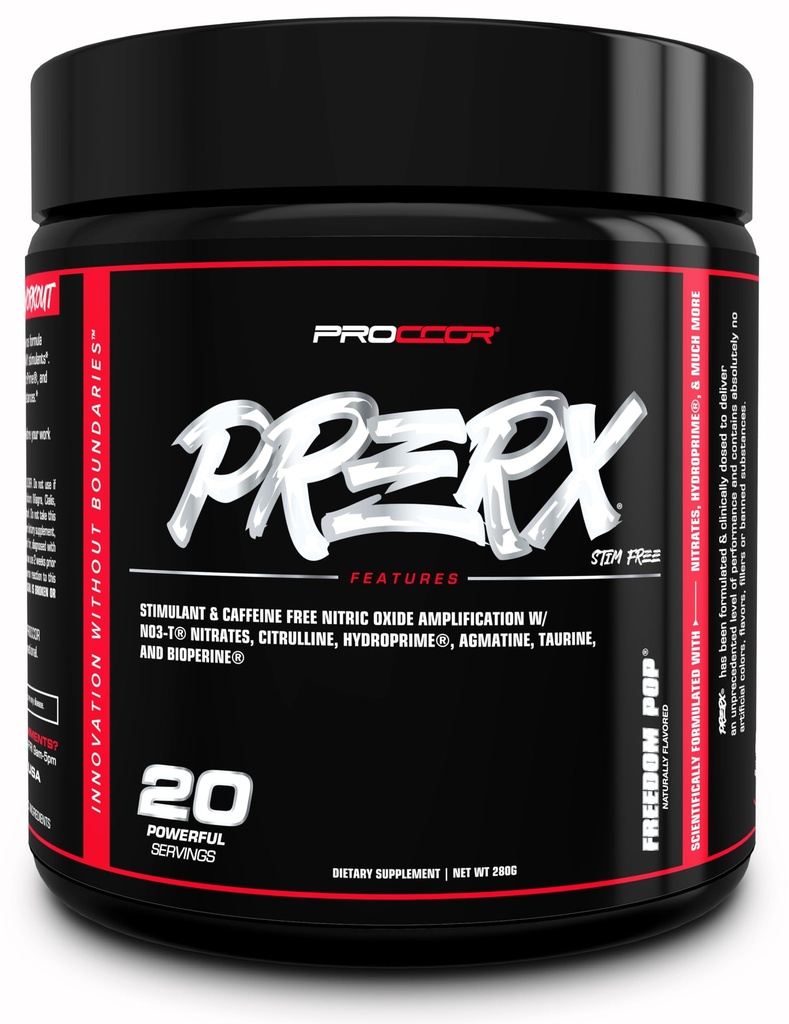 PreRx Cafeline Free Version - W pełni Clinically Dossed, Scientificated Performance Pre Workout z azotanów, Naturally Flavored - 20 Sług (Freedom Pop)