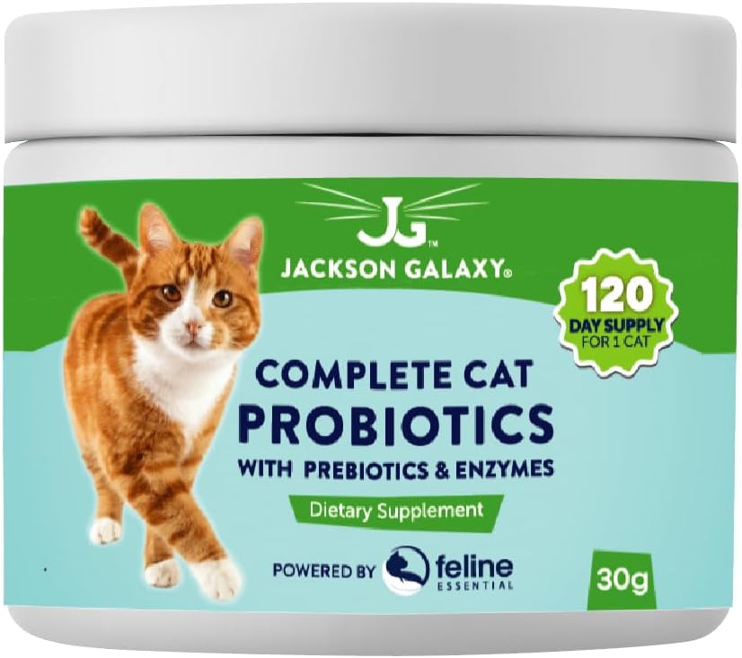 Kompletne Probiotyki Kot z Prebiotyki i Enzymy przez Jackson Galaxy - Wsparcie trawienia, Suplement diety immunologicznej - Made in The USA