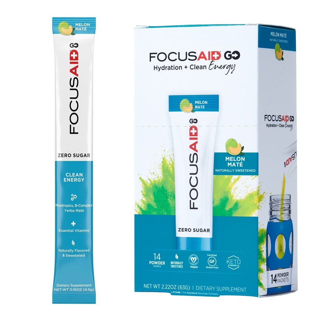 FOCTOID GO Nootropics Mieszanka energii, Zero cukru, Alpha- GPC, GABA, kompleks B-, Yerba Mate, Zielona herbata, Keto Friendly, 100mg naturalnej kofeiny (opakowanie 14)