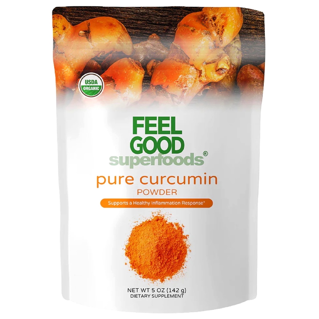 Food Good Superfoods Pure Curcumin w proszku, Organic, Non-GMO, Wegan z bulk ziemi Turmeric Root z Indii, Curcuma Longa Joint Supplement, 5 oz