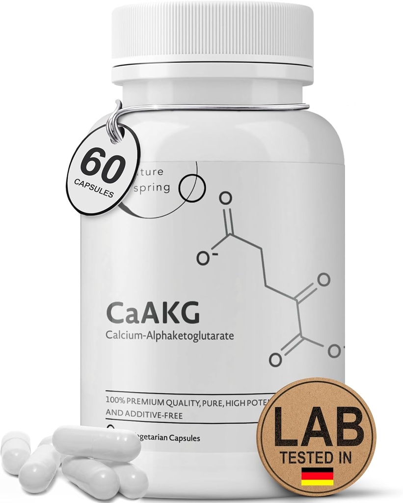 Suplement CaAKG (ketoglutaran alfa) (1000 mg na 2 kapsułki podawane, 60 kapsułek). Wspiera energię komórkową