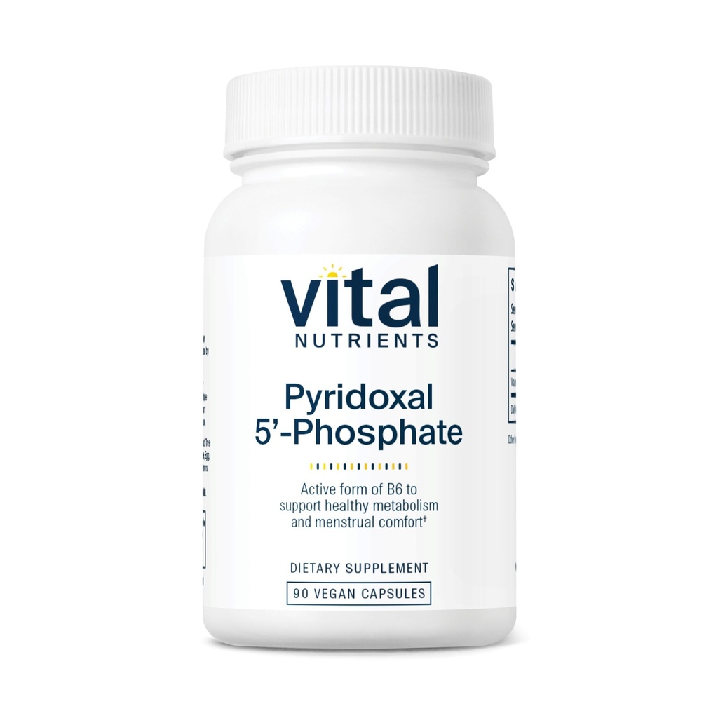 Witalne składniki odżywcze Pyridoxal- 5 Fosforan 124; Aktywowana Witamina B6 Bis 124; Metylowane B6 dla Metabolizm, PMS i Menstrual Support * Biodegradowalne 124; Wysokowydajny suplement P5P 124; Gluten, Dairy, Soy Free 124; 90 Kapsułki