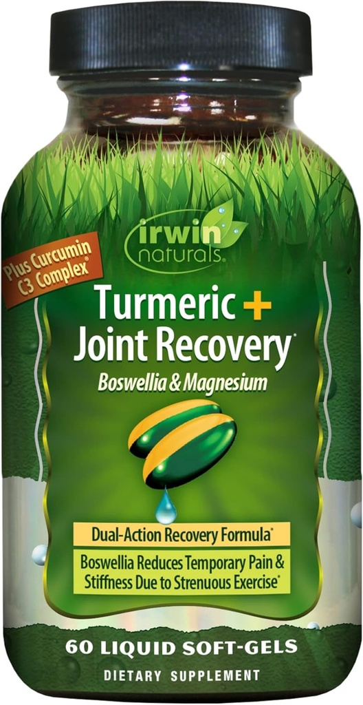Turmeric After Sport autorstwa Irwina Naturals, z Boswellia & Magnez, Potężny Post- Workout Recovery, 60 Płynne Soft- żele